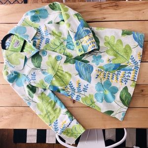 3 Sisters blue green print jacket
